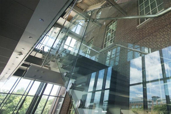 Building glass stairs reflection